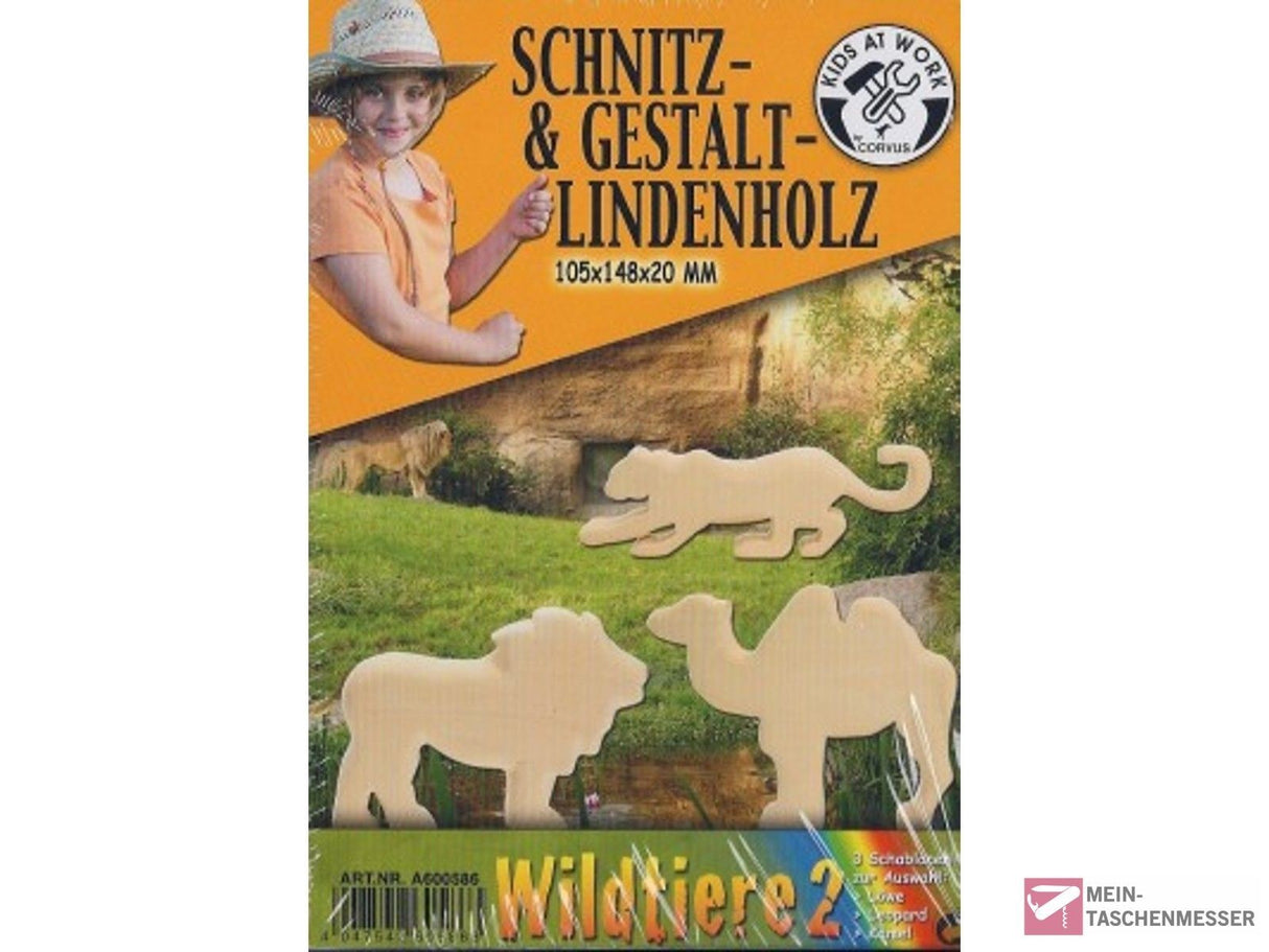 Schnitzholz von KIDS AT WORK Wildtiere 2 klein
