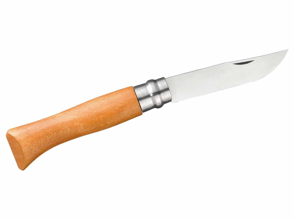 Geschenkset, Opinel Messer Gr. 8, Carbon, Etui, Holzgeschenkbox