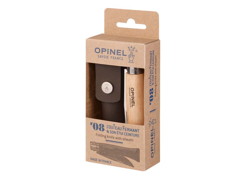 Opinel-Geschenkset, Opinel-Messer Gr. 8 und Kunstleder-Etui