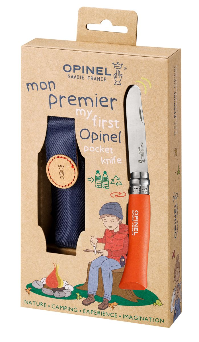 Opinel Kindermesser als Geschenkset mit blauer Gürteltasche