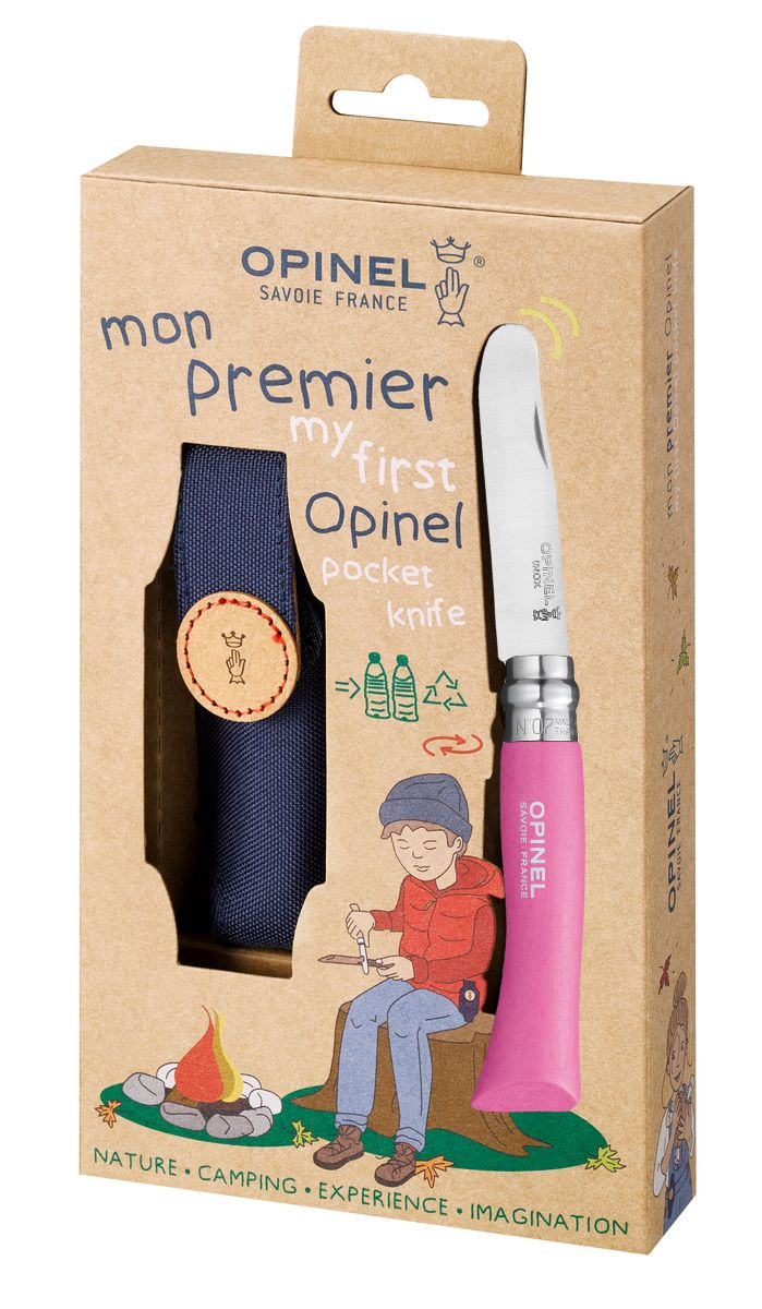 Opinel Kindermesser als Geschenkset mit blauer Gürteltasche