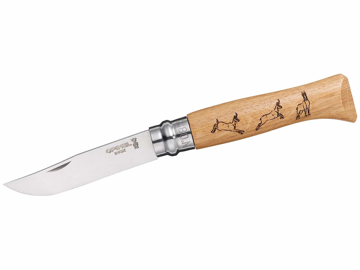 Opinel-Messer, Größe 8, Motivgravur Tiere