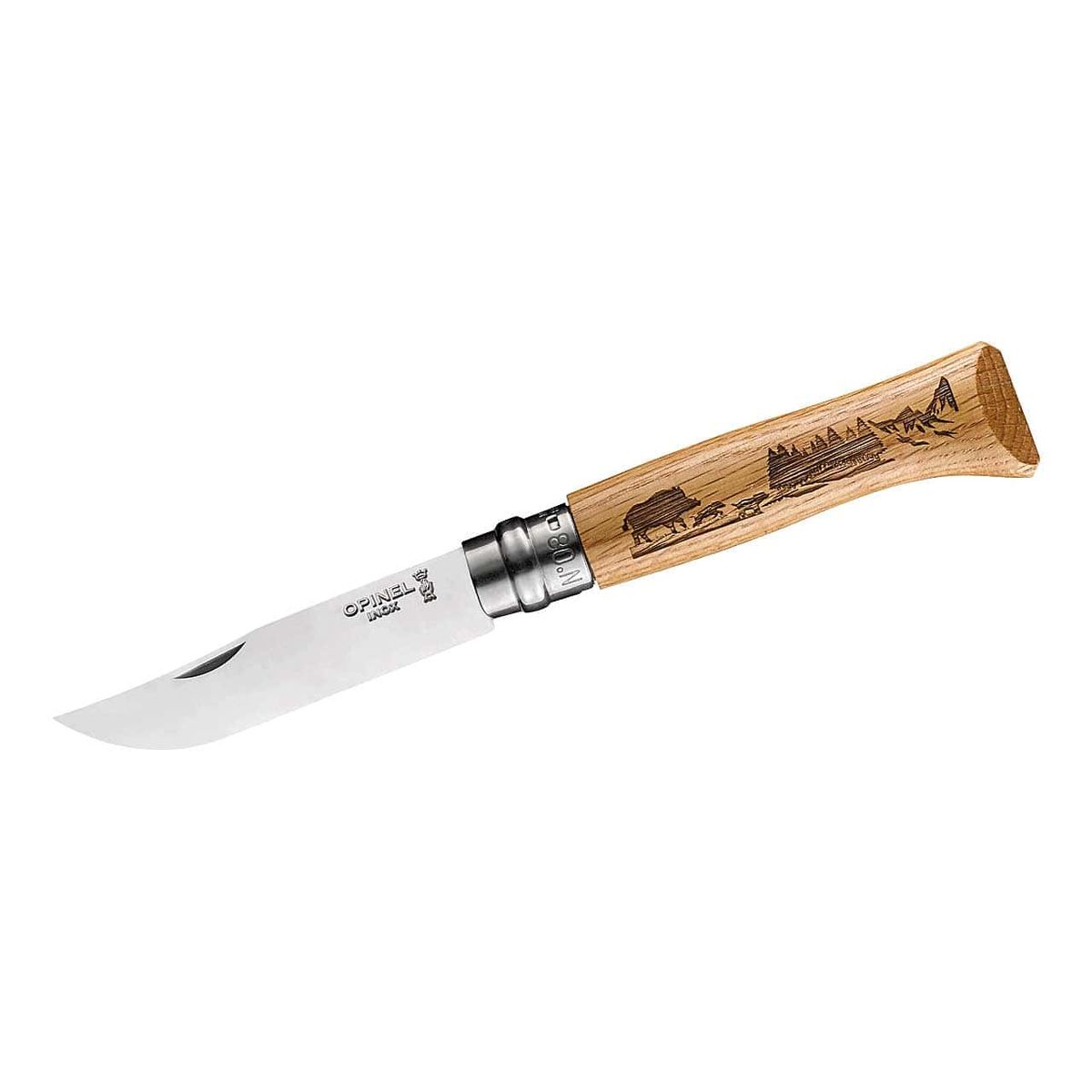 Opinel-Messer, Größe 8, Motivgravur Tiere neu