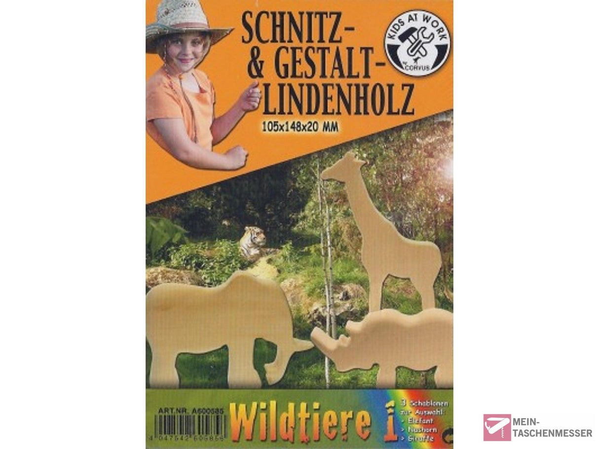 Schnitzholz von KIDS AT WORK Wildtiere 1 klein