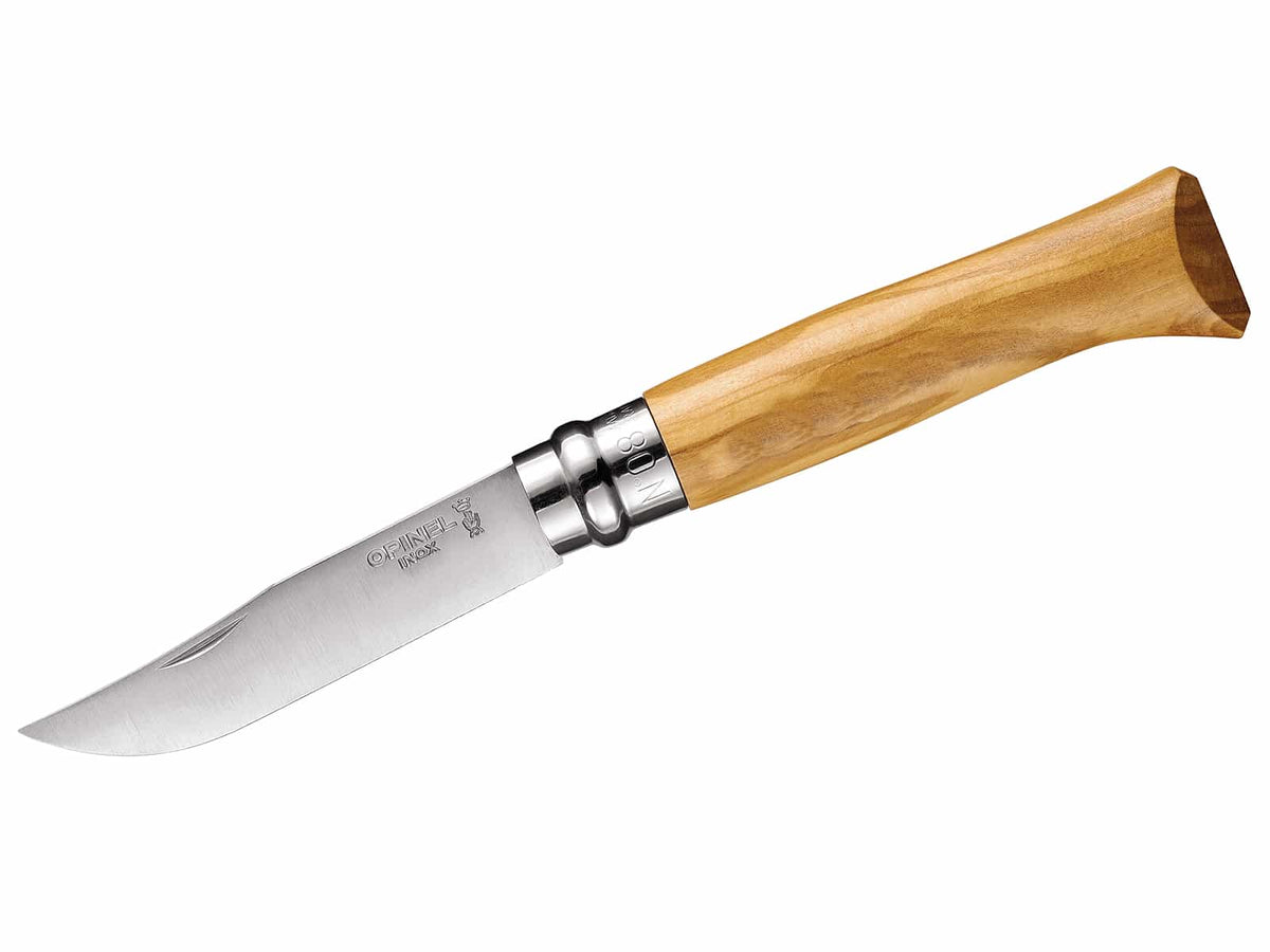Geschenkset: Opinel Messer Olivenholz, Etui, Geschenkbox