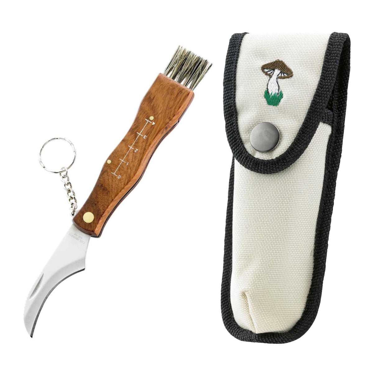 Herbertz Pilzmesser mit Etui, AISI 420, Rosenholz mit Bürste