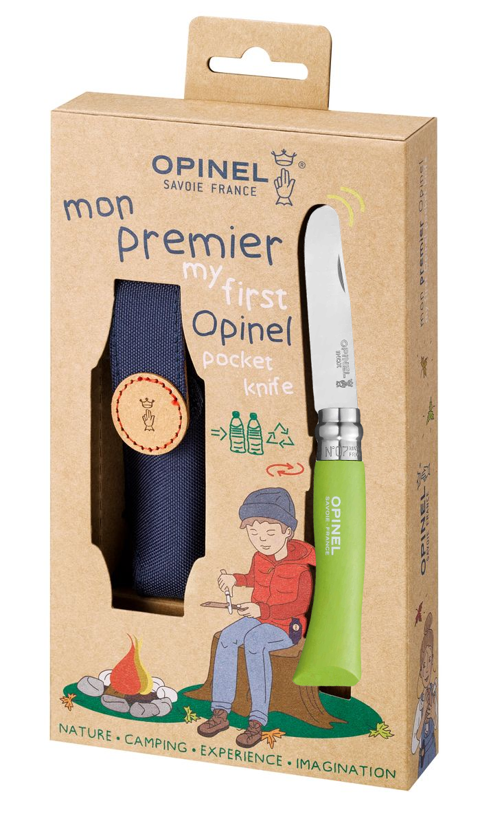 Opinel Kindermesser als Geschenkset mit blauer Gürteltasche