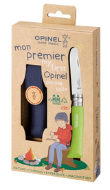 Opinel Kindermesser als Geschenkset mit blauer Gürteltasche