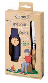 Opinel Kindermesser als Geschenkset mit blauer Gürteltasche