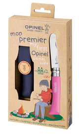 Opinel Kindermesser als Geschenkset mit blauer Gürteltasche