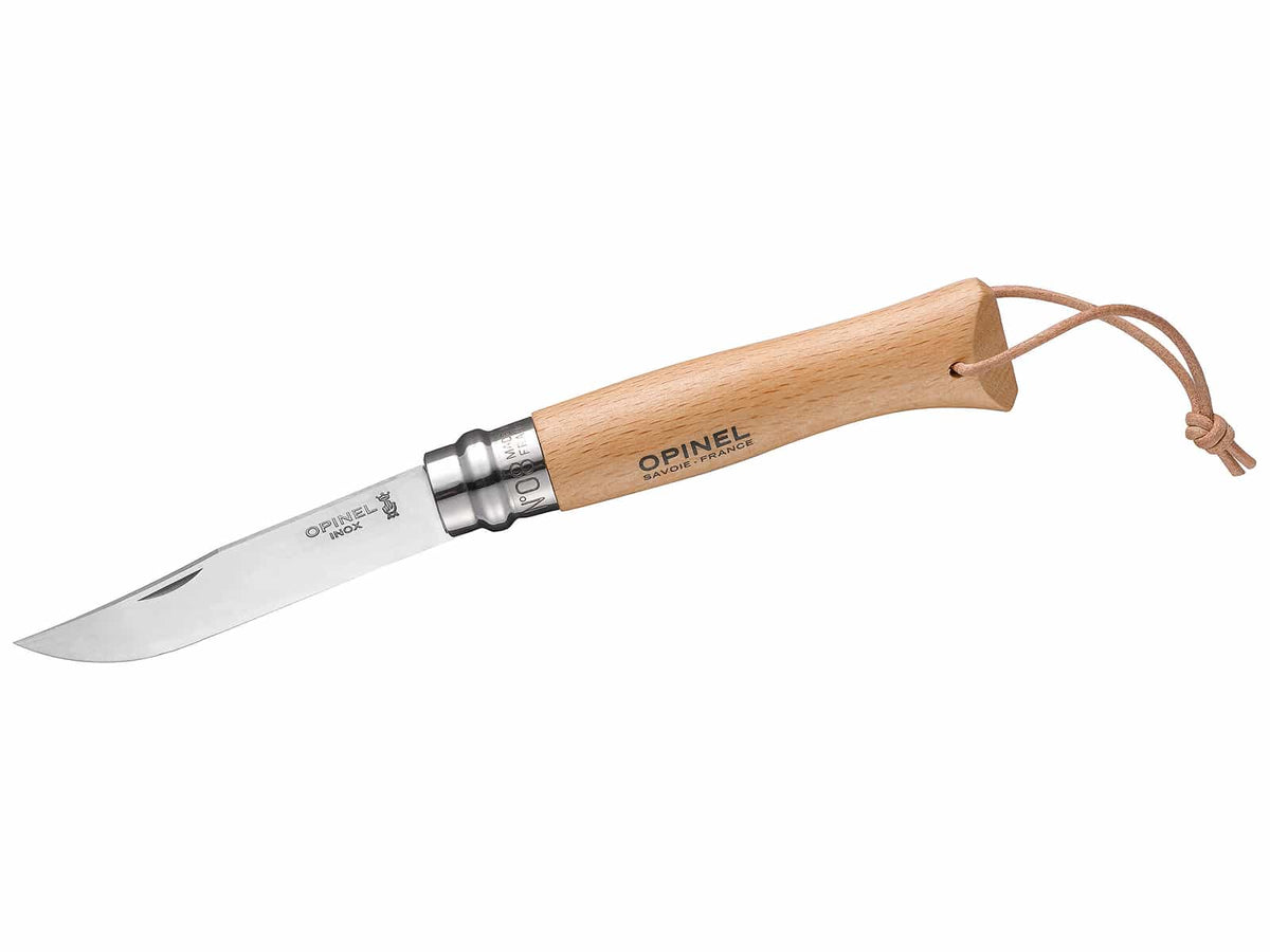 Opinel-Messer, Größe 8, Lederriemen