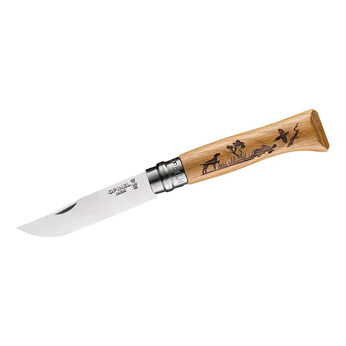 Opinel-Messer, Größe 8, Motivgravur Tiere neu