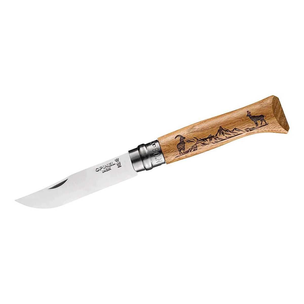 Opinel-Messer, Größe 8, Motivgravur Tiere neu