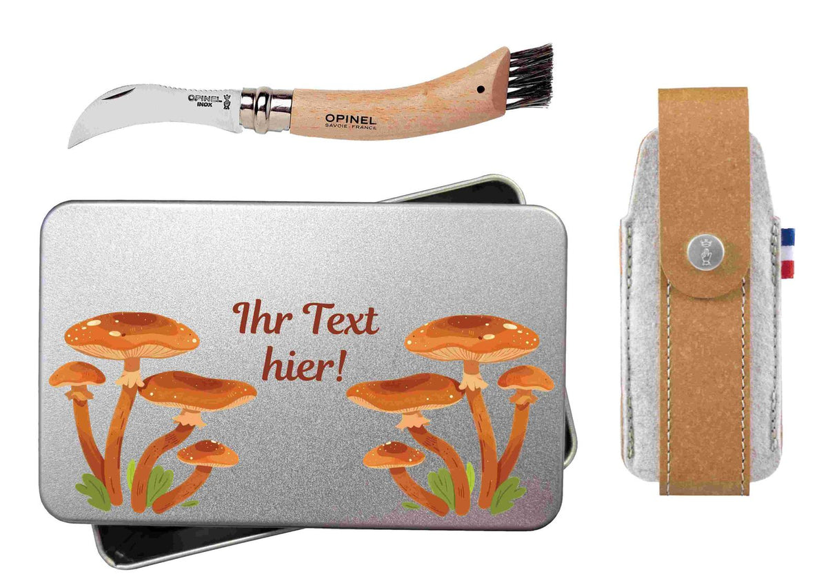 Opinel Pilzmesser im Geschenkset mit Etui und MTM Dose