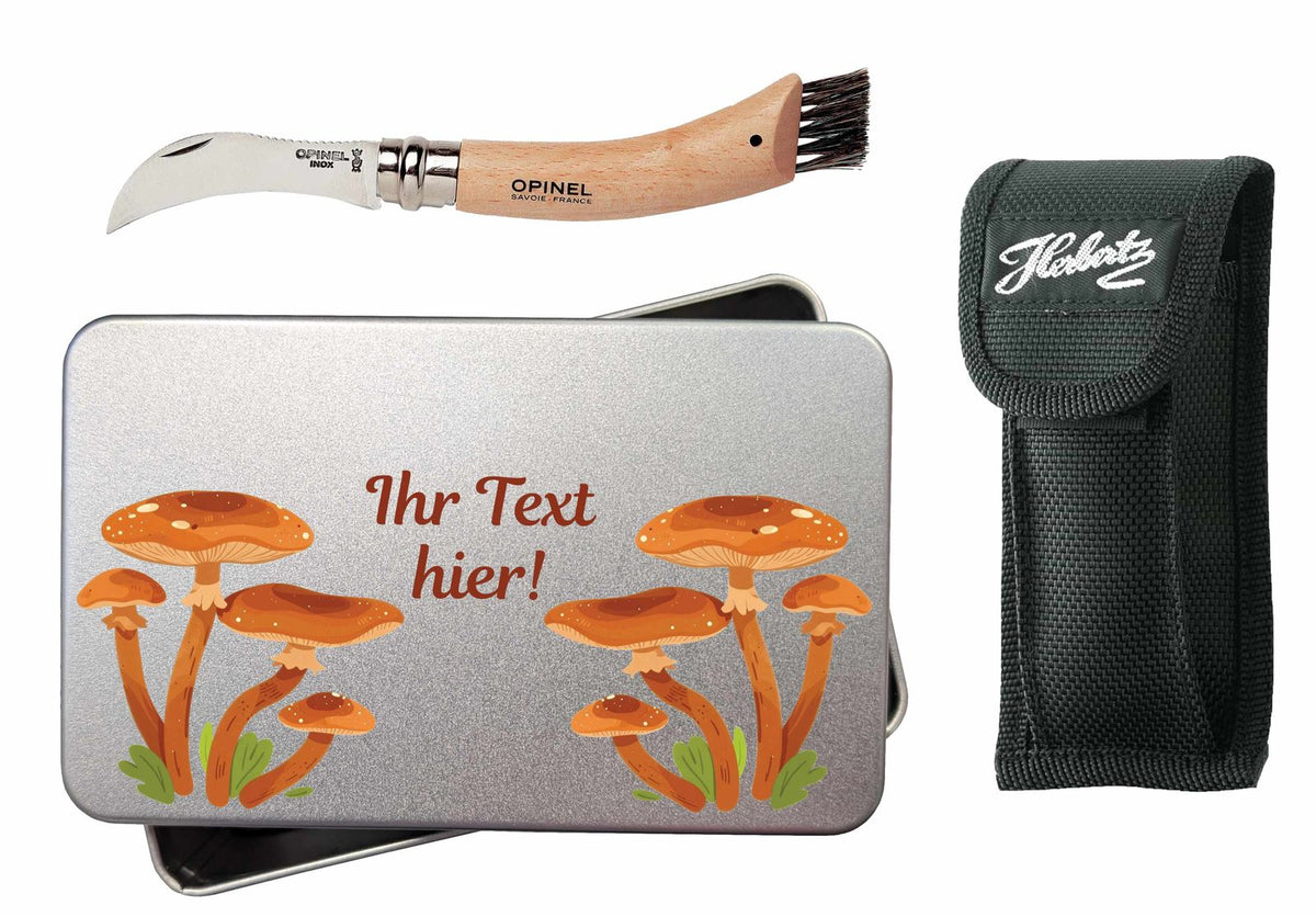 Opinel Pilzmesser im Geschenkset mit Etui und MTM Dose